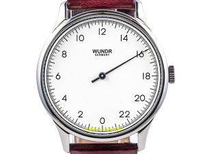 Wundrwatch Silver Burgundy Calf Einzeigeruhr Zifferblatt