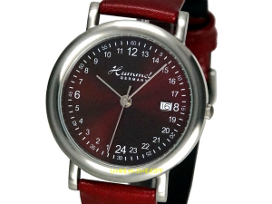 24 Stunden Uhr von Hummel rotes Zifferblatt