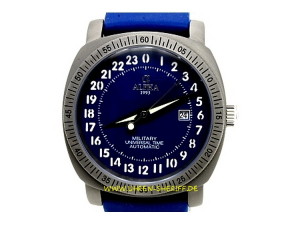 24 Stunden Uhr von ALPHA blaues Blatt