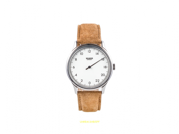 Wundrwatch Silver Caramel Suede Einzeigeruhr