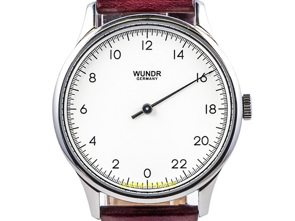 Wundrwatch Silver Burgundy Calf Einzeigeruhr Zifferblatt