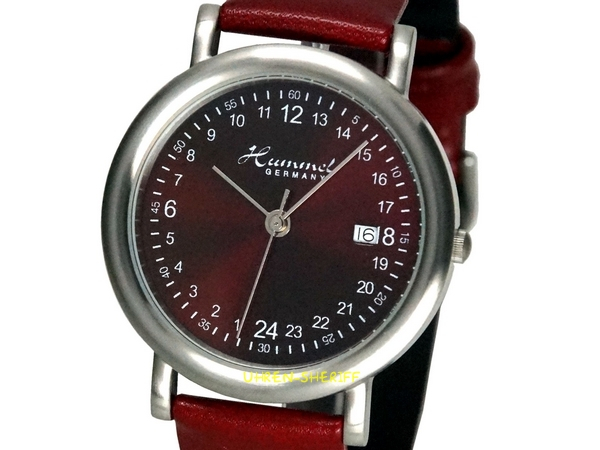 24 Stunden Uhr von Hummel rotes Zifferblatt