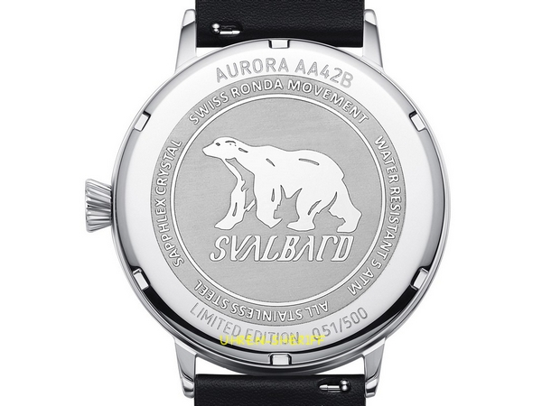 24 Stunden Einzeigeruhr von SVALBARD - AURORA AA42B Gehäuseboden