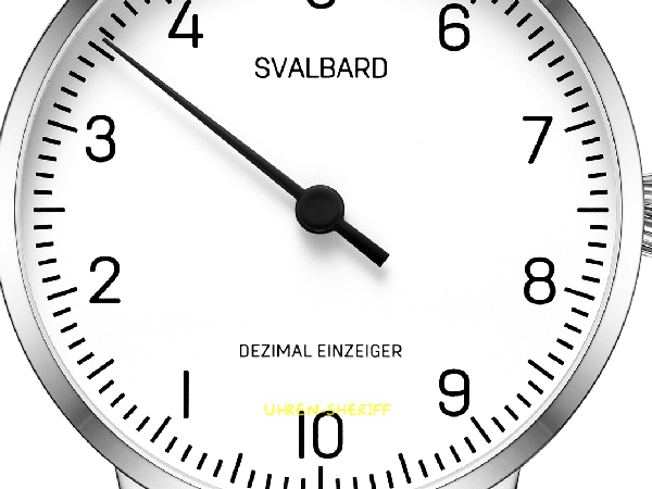 Dezimalzeit ablesen Svalbard Uhr AA35A Zifferblatt