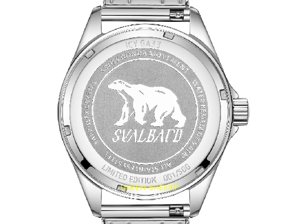 24 Stunden Quarzuhr von SVALBARD - ICY GA33 Gehäuseboden