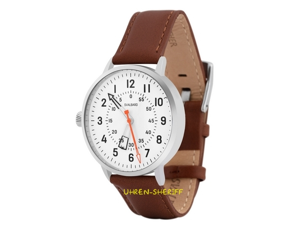 Linksläuferuhr von SVALBARD Tilbake AC12 braunes Lederband