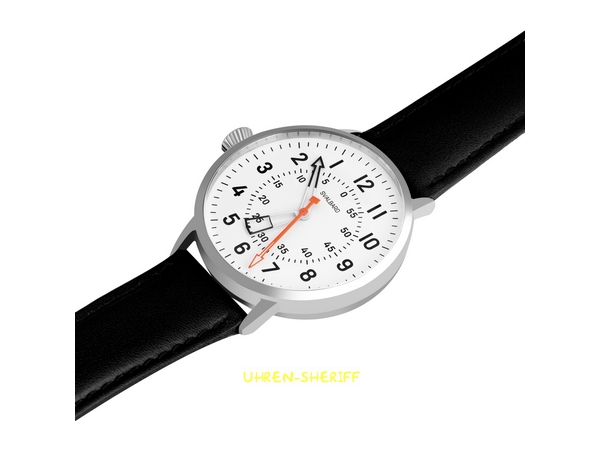 Linksläuferuhr von SVALBARD Tilbake AC12  schwarzes Lederband