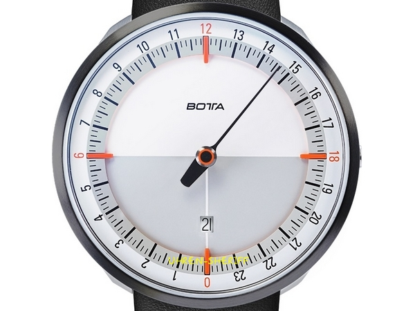 Botta UNO 24+ weiß orange Stundenuhr Einzeigeruhr
