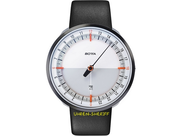 Botta UNO 24+ weiß orange 24 Stundenuhr mit einem Zeiger